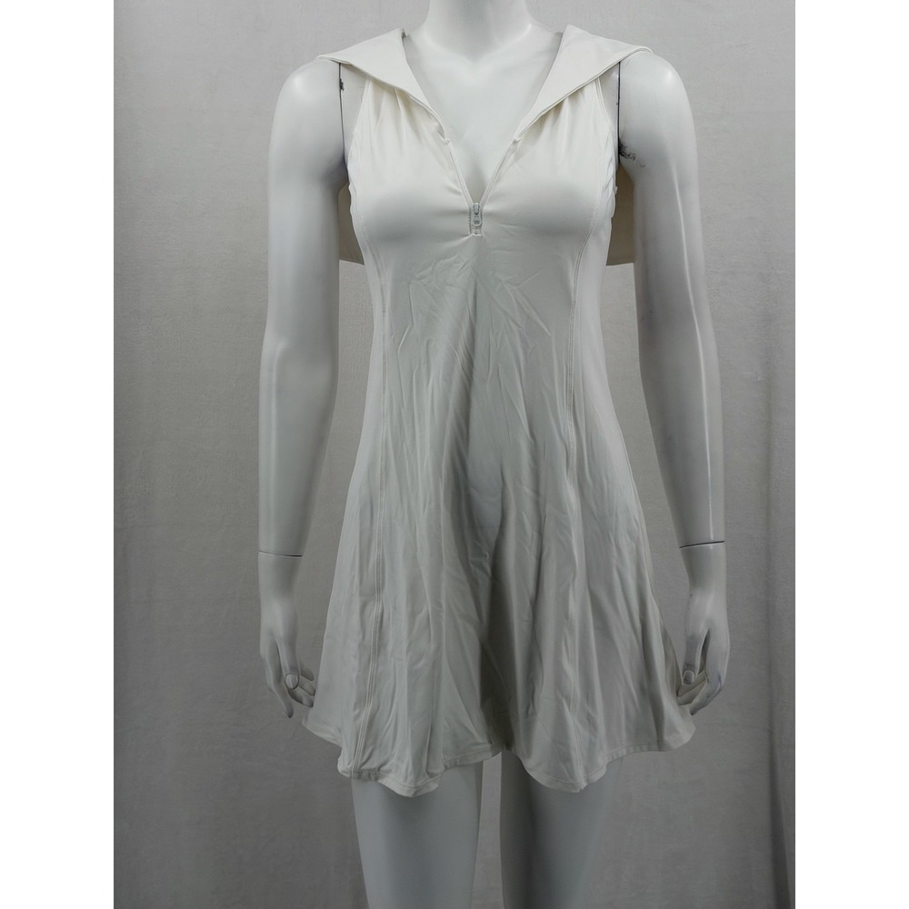Halara Dress Womens Medium Ivory Active 1/4 Zip Stretch Sporty Preppy Tennis